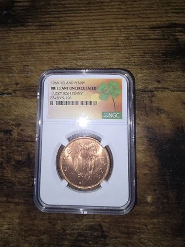 1968 Ireland Penny NGC Certified Genuine Lucky Irish Penny