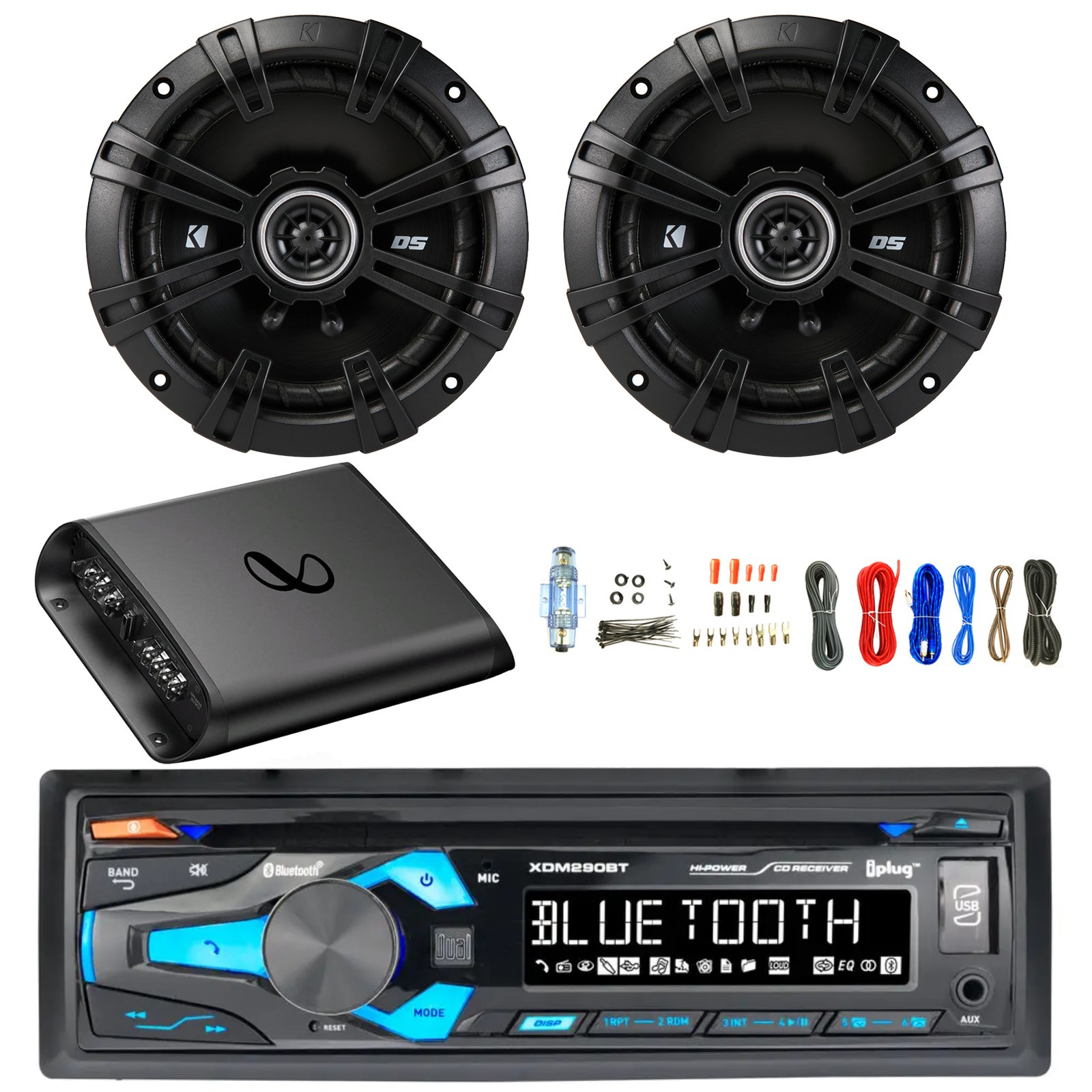Receiver, 2x 6.5" 240w Speakers, Amp W/kit