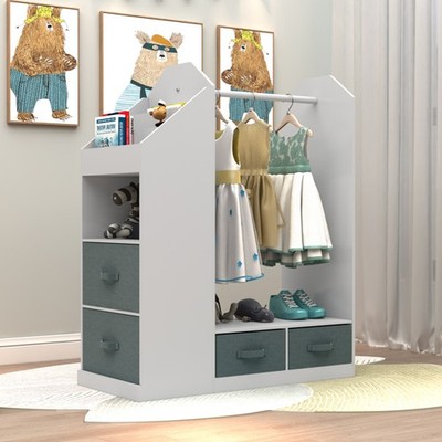 Kids Costume Organizer, Costume Rack, Open Hanging Armoire Closet with Mirror