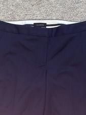 Talbots Flat Front Wool Flare Leg Dress Pant Size 10 Inseam 31" Blue Pinstripe