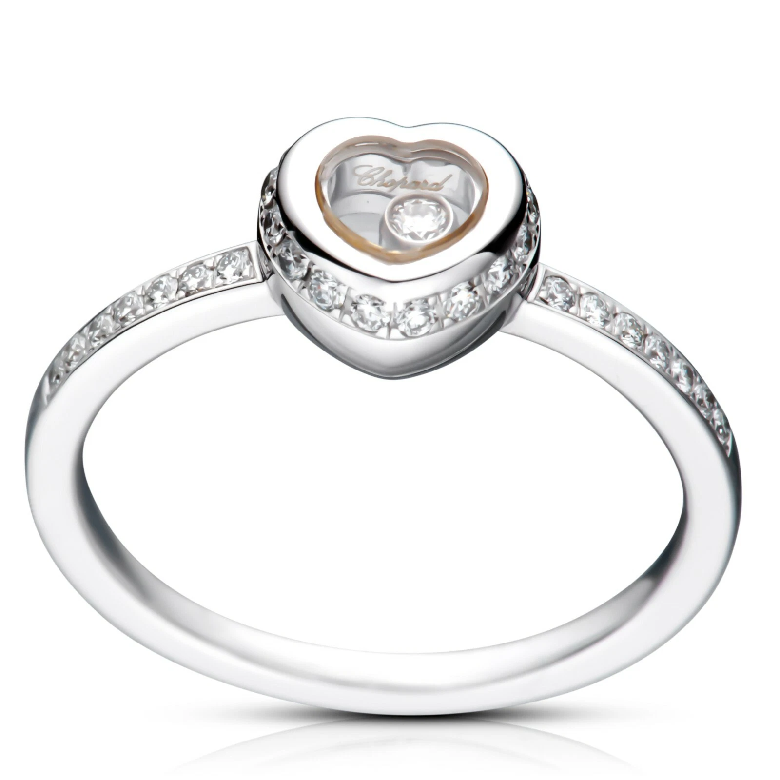 Chopard — Chopard Miss Happy White Gold & Diamond Heart Ring 829009 Brand New