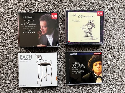 BACH suites: Violin Perlman, Cello Rostropovich, Lute, Goldberg - 7 MINT CDs
