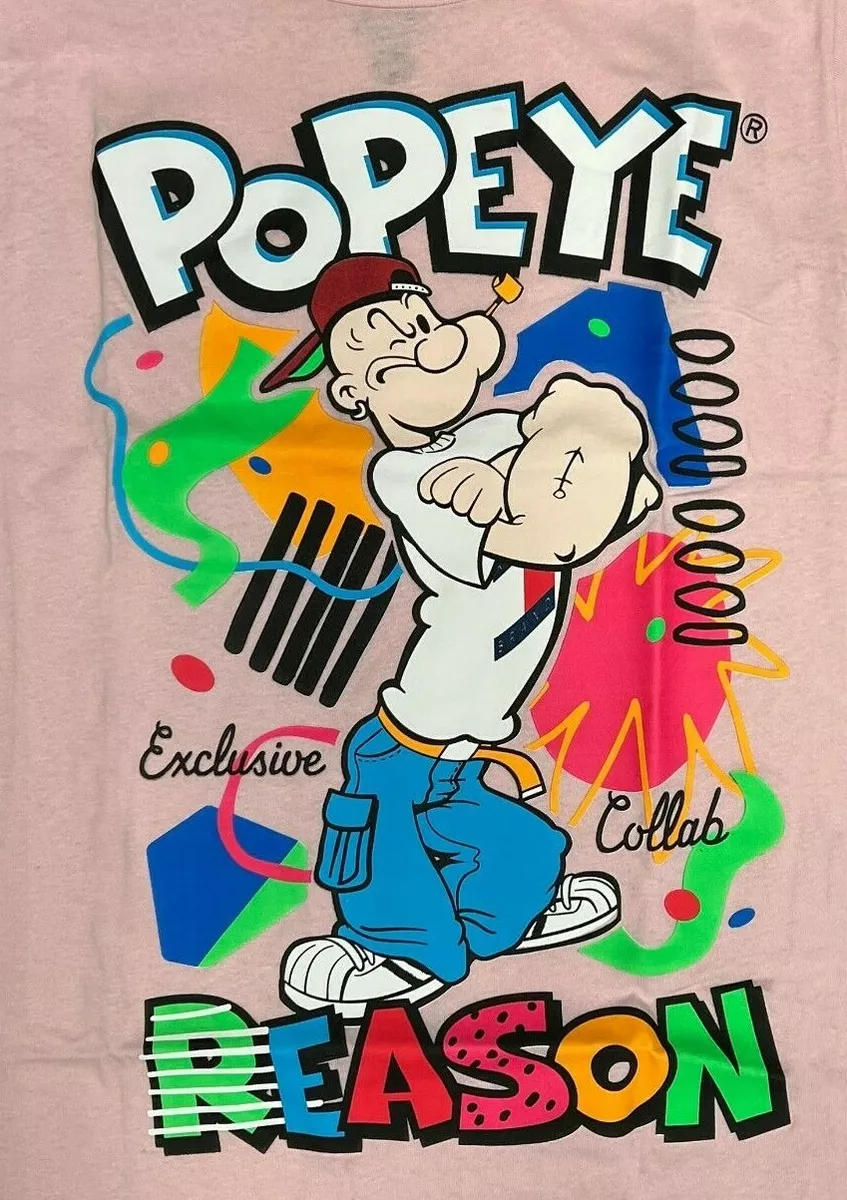 Reason Brand Popeye The Sailor Man Men s T Shirt Pink