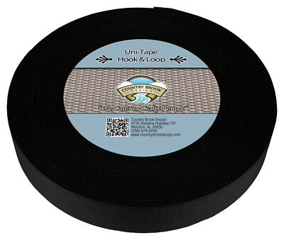 Country Brook Design  1 1/2 Inch Black Uni-Tape Hook and Loop, 10 Yards