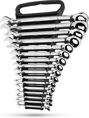 16Pc Reversible Ratcheting Wrench Set with Lock-In Rack - Master Tool Kit