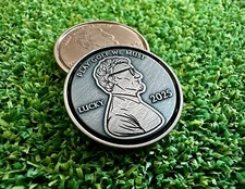 Lucky Penny  Golf Ball Marker 1” Solid COPPER - Cool Abe