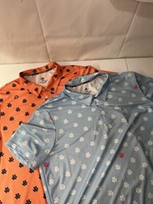 2 ADIDAS Prime Green Short Sleeve Golf Polo Shirts Men s 2XL All Over Print