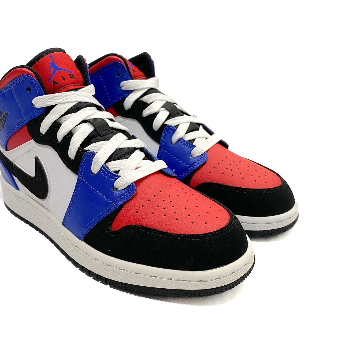 Nike Air Jordan 1 Mid GS Top 3 554725-124 Red Blue Black White 2019 Size 5y