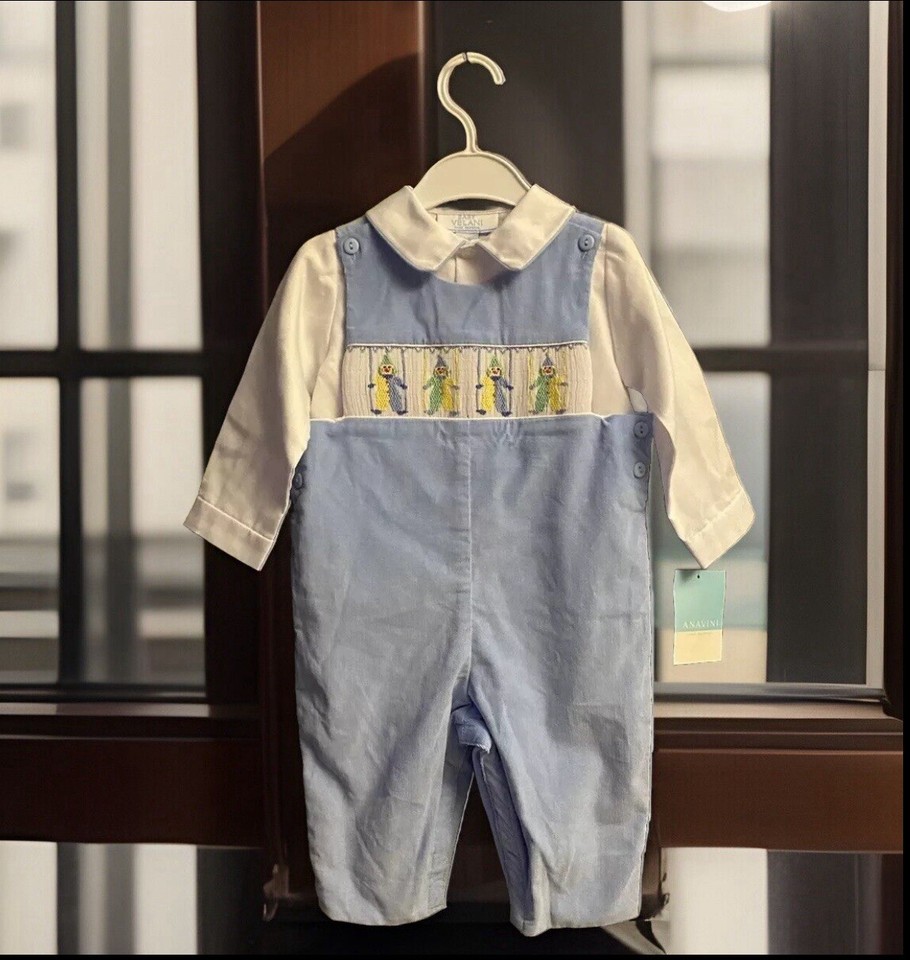 Anavini Velani Boys Red Gingham Smocked Farm Longall main image 0