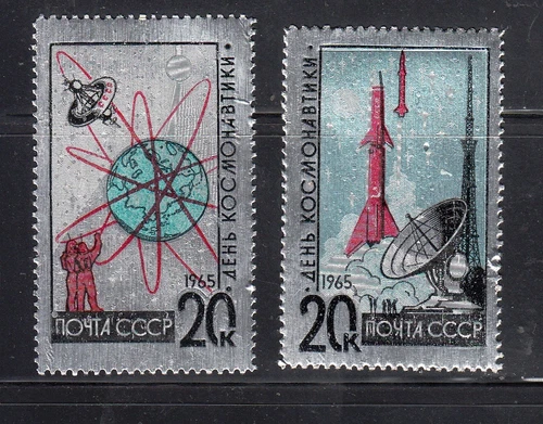 Russia 1965 Mi.#3042-43 Cosmonautics Day Space Rocket set 2 stamps Cat.Eu13.00
