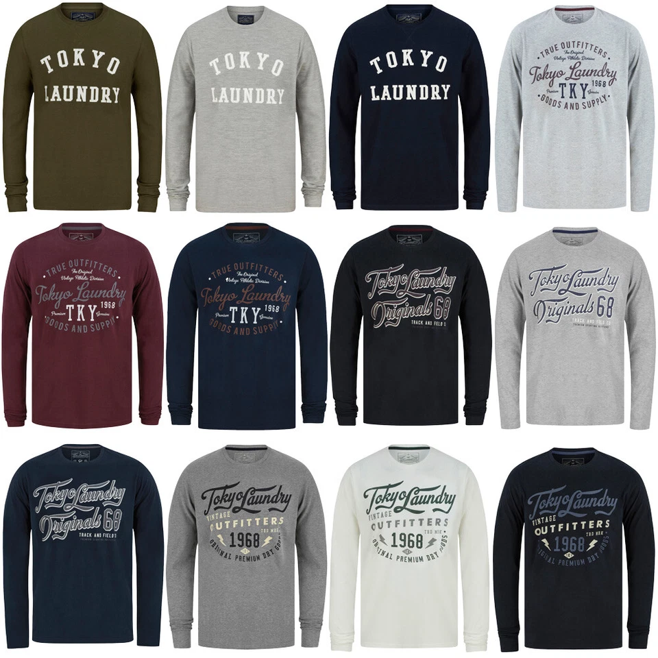 Tokyo Laundry Long Sleeve T-Shirt Men's Cotton Vintage Graphic Print Casual Top - Image 1 of 1