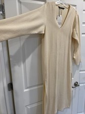 ZARA WOMAN TEXTURED WEAVE DRESS SIZE /S ECRU