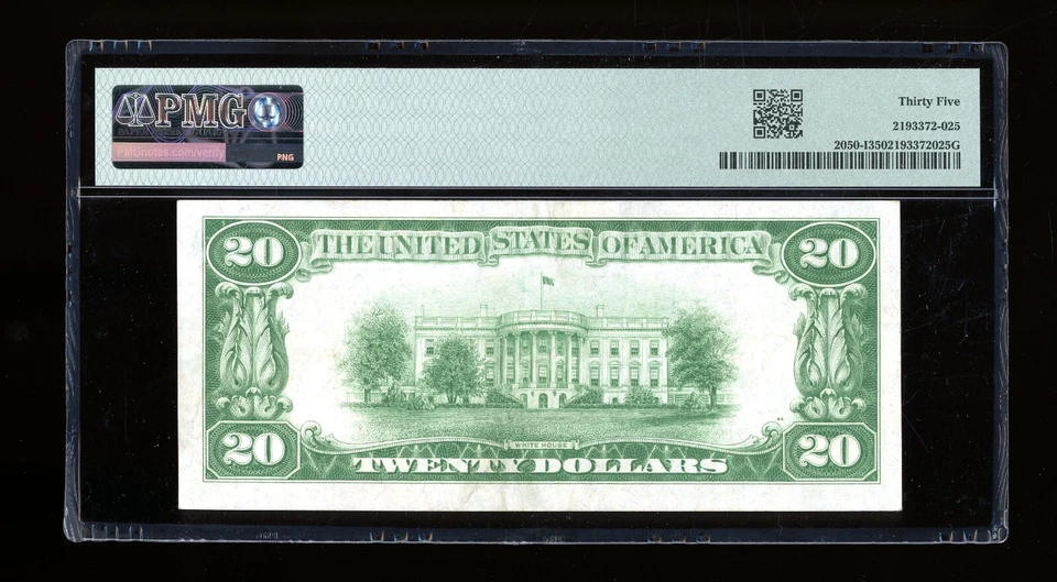 DBR 1928 $20 FRN Minneapolis Numeral Fr. 2050-I PMG 35 Serial I01724162A - Image 2 of 2