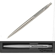 Image of PERSONALISED ENGRAVED PARKER CLASSIC STEEL SILVER BALL POINT PEN -CHRISTMAS GIFT
