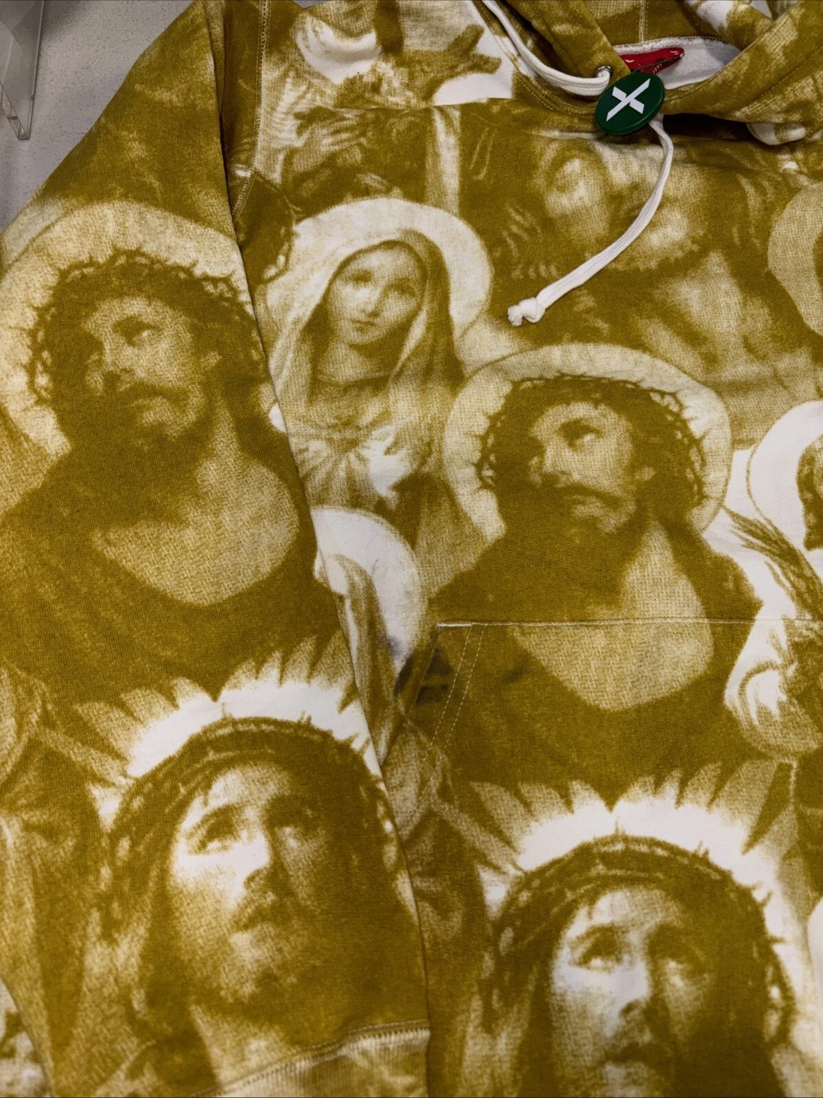 SUPREME JESUS & MARY G PULLOVER FELPA CON CAPPUCCIO GIACCA TAGLIA M