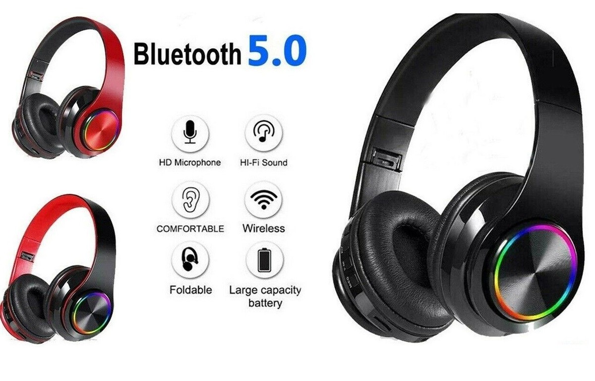 Big Bass Wireless Bluetooth Headphones Foldable Earphones - Main Image