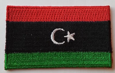 LIBYA FLAGGE AUFNÄHER besticktes Abzeichen 3,8 cm x 6 cm Afrika Dawlat Lībiyā دولة ليا