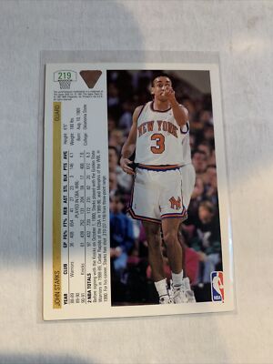 JOHN STARKS 1991-92 UPPER DECK #219 ROOKIE NEW YORK KNICKS