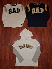 Lot of 3 Gap Kids Boys White Blue Hoodie Logo Fall Winter LS Shirts Tops XL
