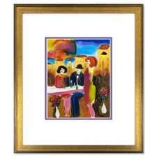 Moshe Leider, Framed Original Mixed Media Watercolor Painting, Hand Signed