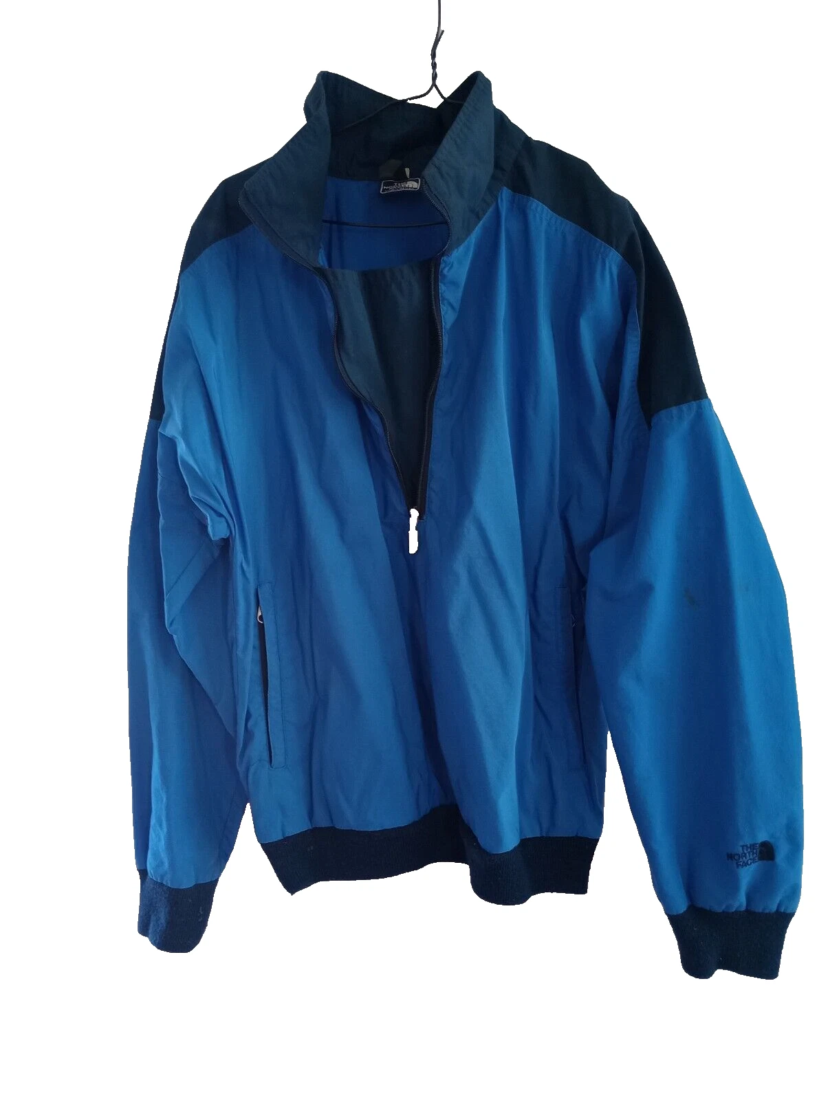 Vintage The North Face Quarter Zip Jacket Packable Blue Logo Made in USA Large