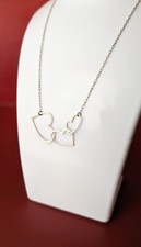 Dainty 925 Sterling Silver Interlocking Graduated HEART Valentine Necklace