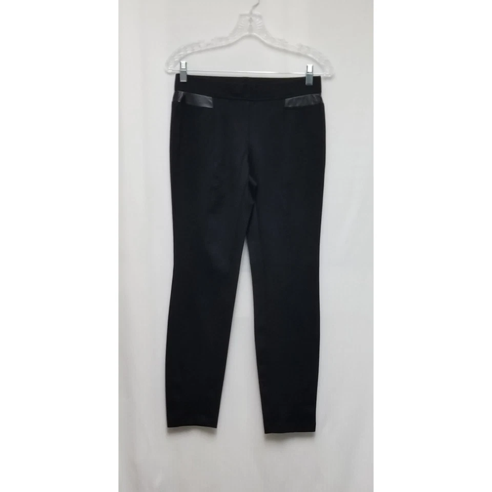 Alfani Skinny Leg Ponte Pant 4 Comfort Waist Pull-On Black Faux Leather Accent - Image 4 of 4