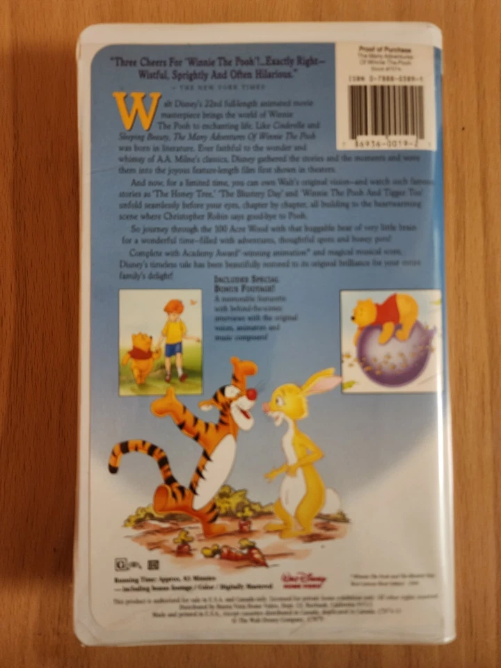 Vintage 1995 WALT DISNEYS WINNIE THE POOH OPEN BOX VHS VCR TAPE MASTERPIECE - Image 2 of 4
