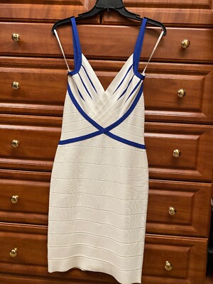 herve leger blue and white dress THE ELISE DRESS – HERVÉ LÉGER