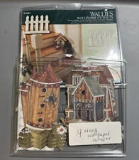 Picket Fence Wallies Wallpaper Cutouts Distressed Wood #12081 Pre-Pasted & House