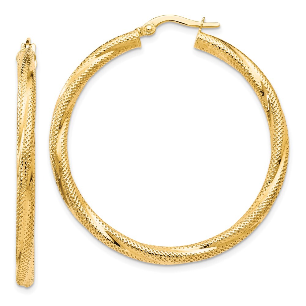 Real 10kt Yellow Gold Twisted Hinged Hoop Earrings