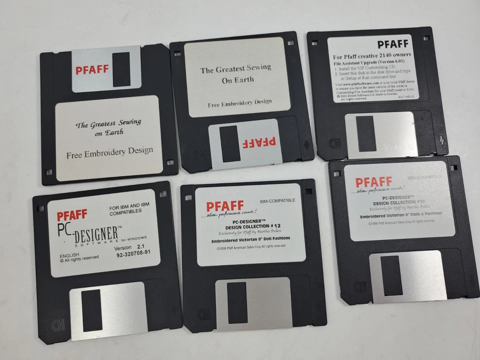 Gran Lote de 77 Disquetes Pfaff Bordado Costura Costura Diseño Foto 2 de 4