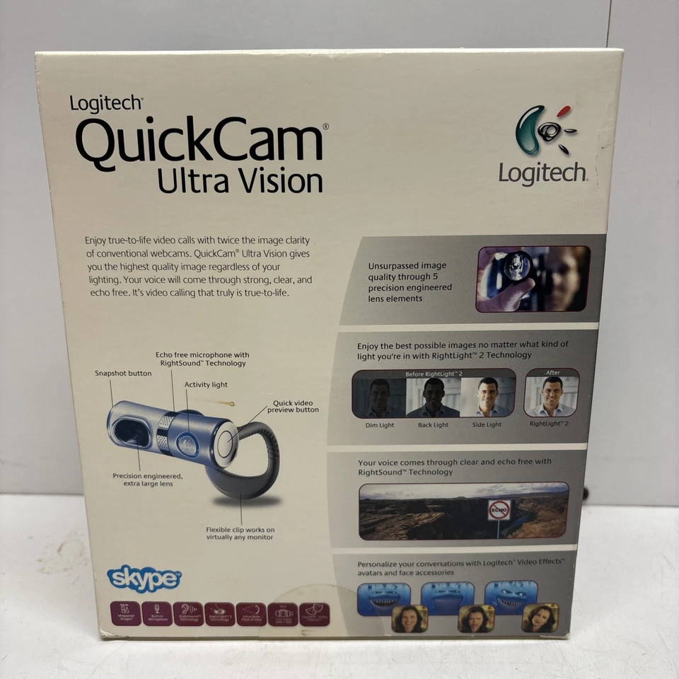 Logitech QuickCam Ultra Vision Web Cam with Built-in Mic - New - Image 3 of 4