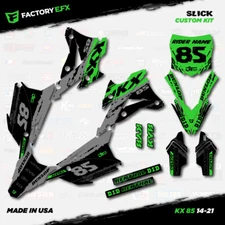 Gray & Green Slick Racing Graphics Kit fits 14-21 Kawasaki Kx85 kx 85 decal