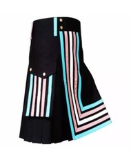 Utility Kilt Trans Pride Non-Binary Fashion-Rainbow Parade Hybrid Utility Kilt