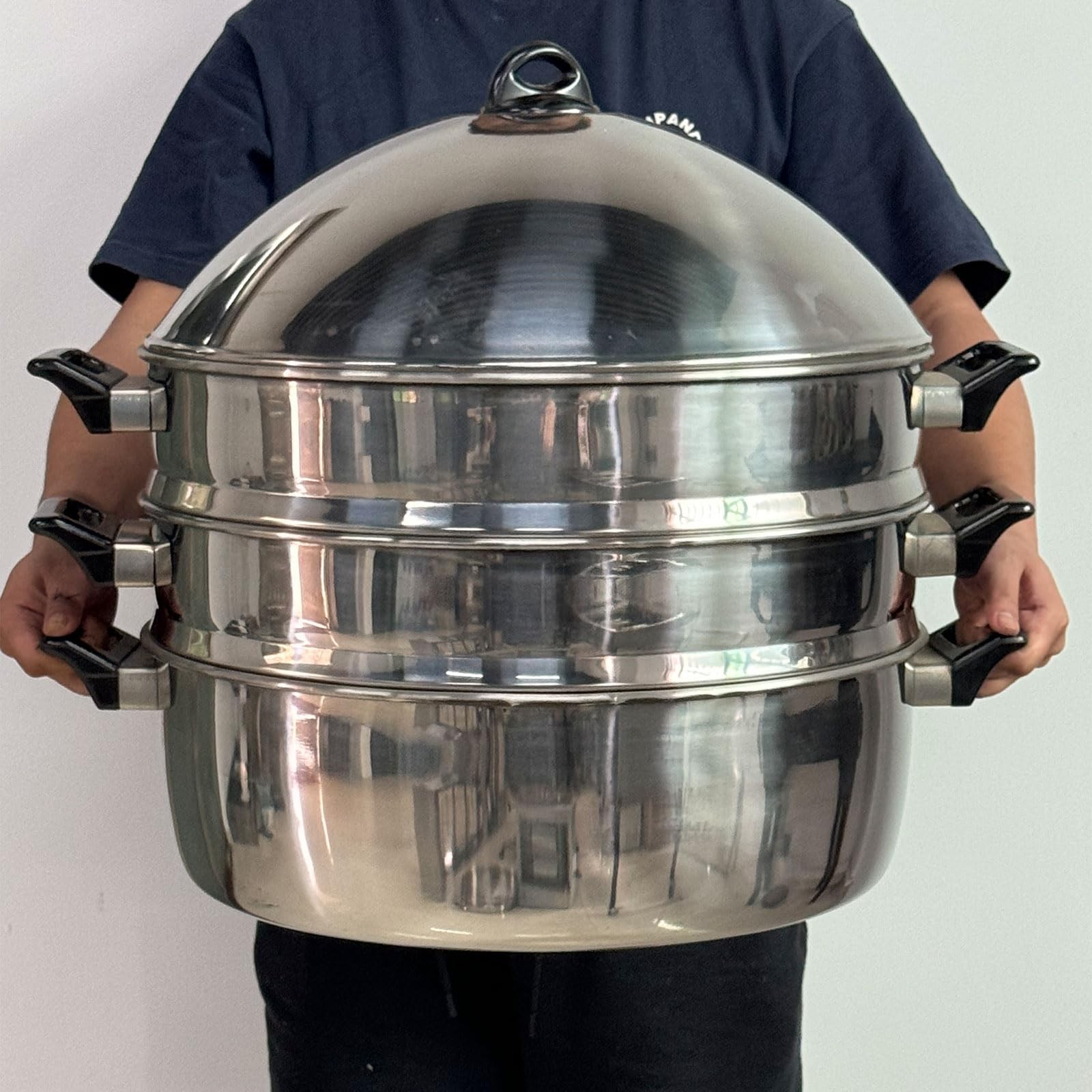 LetFeng 19-Inch 3-Tier Steamer Pot with Lid for Multipurpose Cooking-image