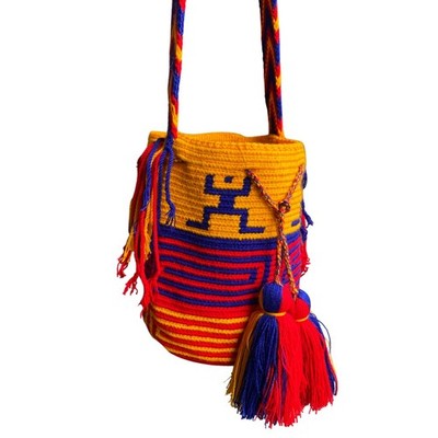 WAYUU Mochila Handmade Shoulder Bucket Bag Multicolor Colombian Medium Wayuu Bag Backpack Bucket Shoulder Colombian Green  main image 4
