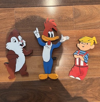 Woody Woodpecker Dennis The Menace Chip Dale Wooden Cutout  1980s Hand Painted