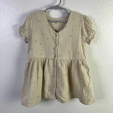 Rylee + Cru Jeanette Dress - Night Sky Size 2-3 Beige Stars Muslin Gauze