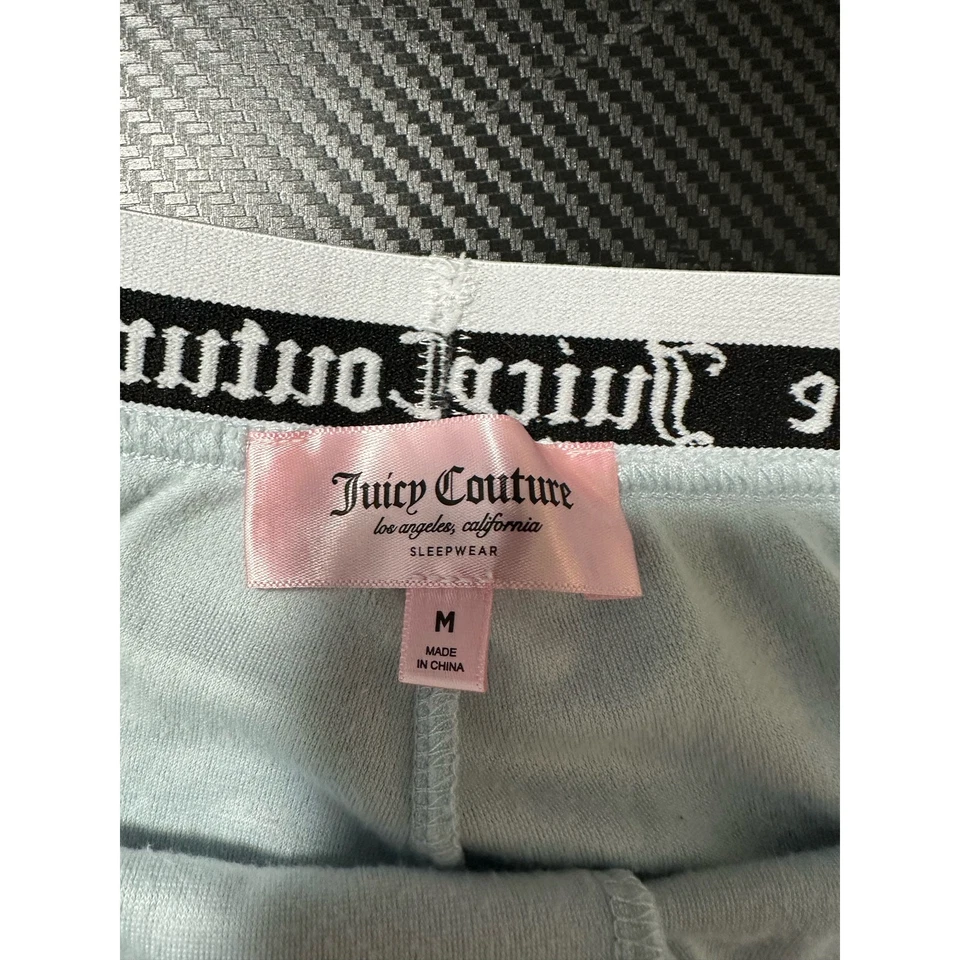 Juicy Couture "JUICY" Jeweled Velvet Sleep Lounge Shorts Blue Size Medium - Image 3 of 4