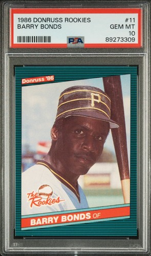 1986 Donruss Rookies Barry Bonds PSA 10 #11 GEM MINT RC Pop 1894