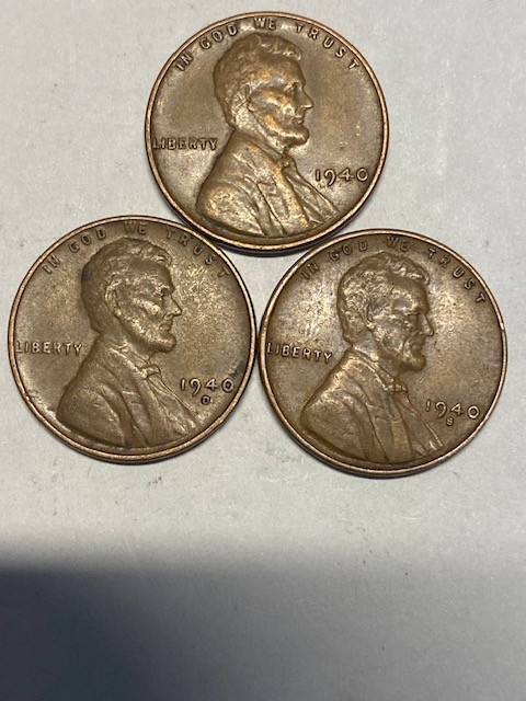 1940 P,D and S Lincoln Wheat Cents Nice Condition 002