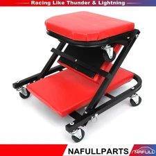 2 In 1 Foldable Mechanics Z Creeper Seat Rolling 36" Chair Garage Work Stool