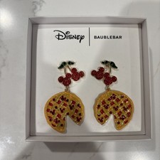 Disney Mickey Mouse Baublebar Pizza Dangle Earrings New in Box