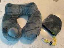 AirComfy Travel Pillow Inflatable U-Shaped Neck Support Blue