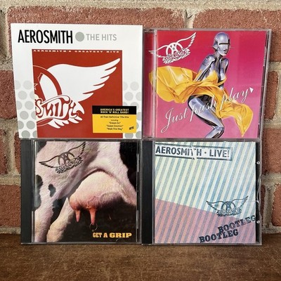 Aerosmith Lot of 4 CDs: Just Push Play, Greatest Hits, Get a Grip & Live Bootleg
