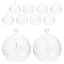 10 Pcs Hanging Candle Holder Clear Plastic Terrarium Globe Hanging Tealight C...