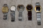 5 Vintage Men's Wrist Watches Timex Citzen Bulova Texas Instruments