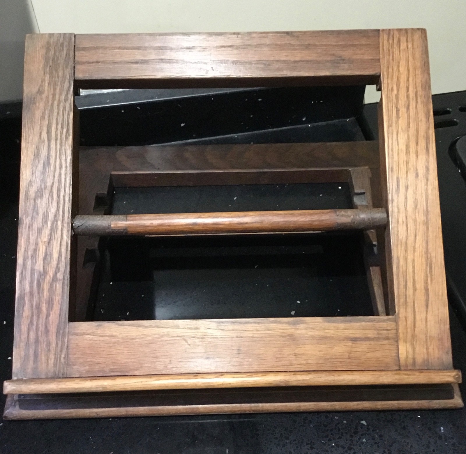 Edwardian solid oak English library book stand Kitchen etc