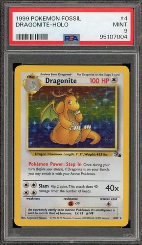 Pokemon Dragonite Fossil Unlimited Holo Rare #4 PSA 9 Mint